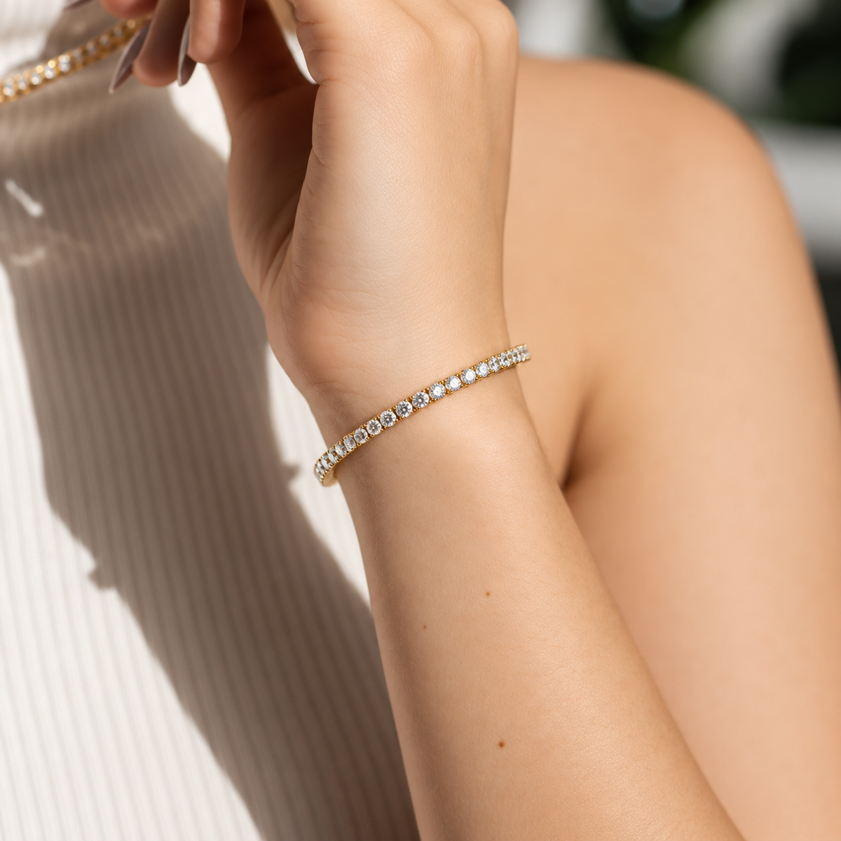 Elegante pulsera de tenis con cristales