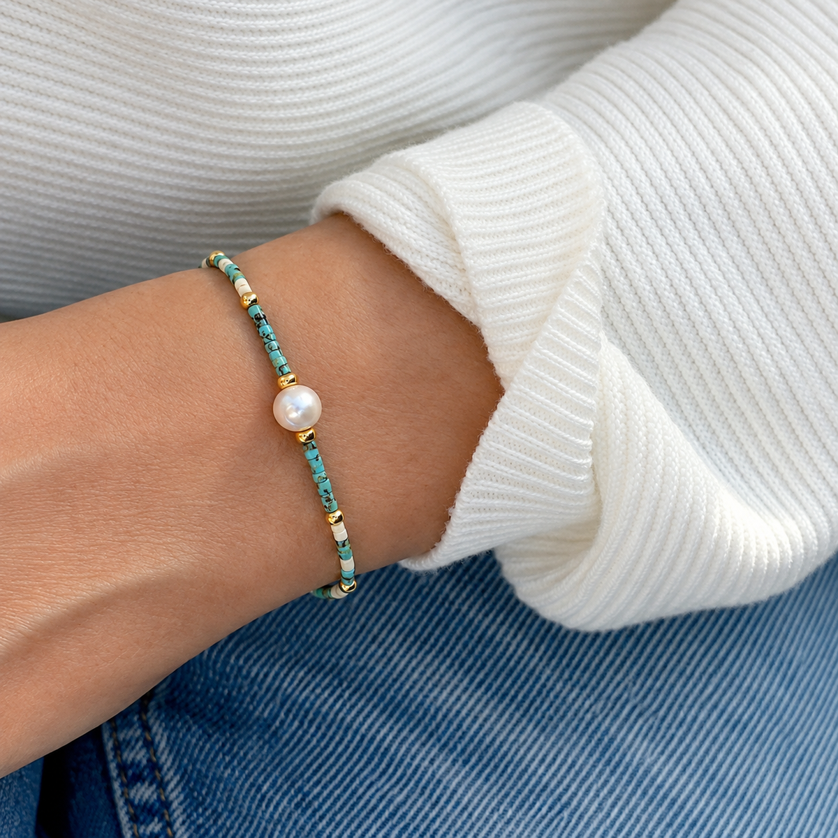 Pulsera de abalorios de perlas costeras