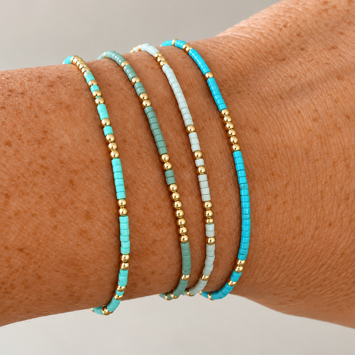 Chic Bohemian Turquoise Beaded Bracelet Set