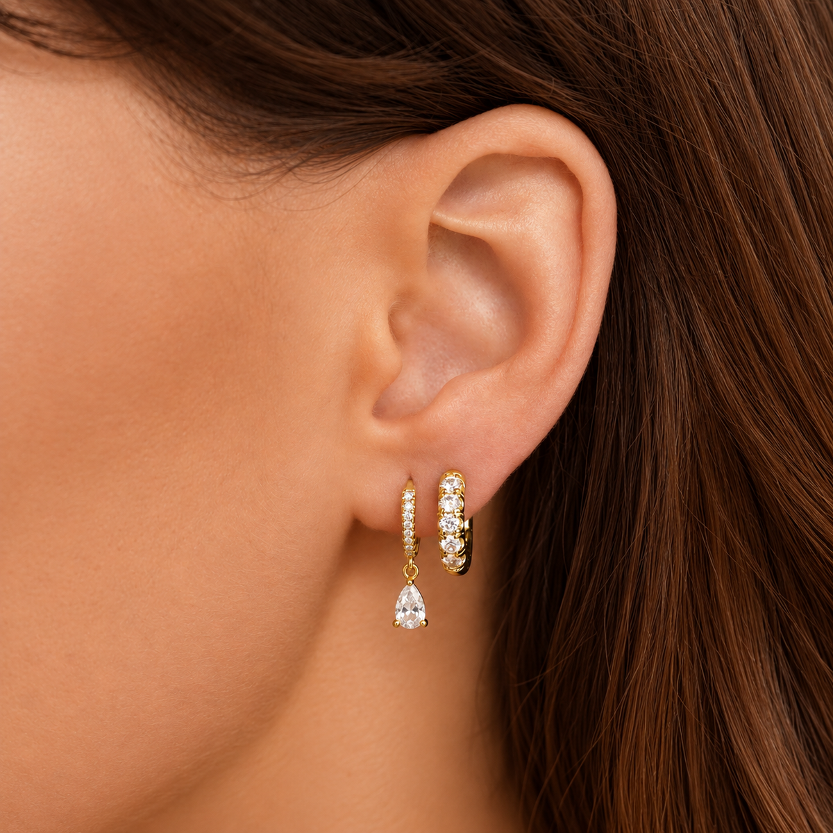 Pendientes de Oro con Cristales