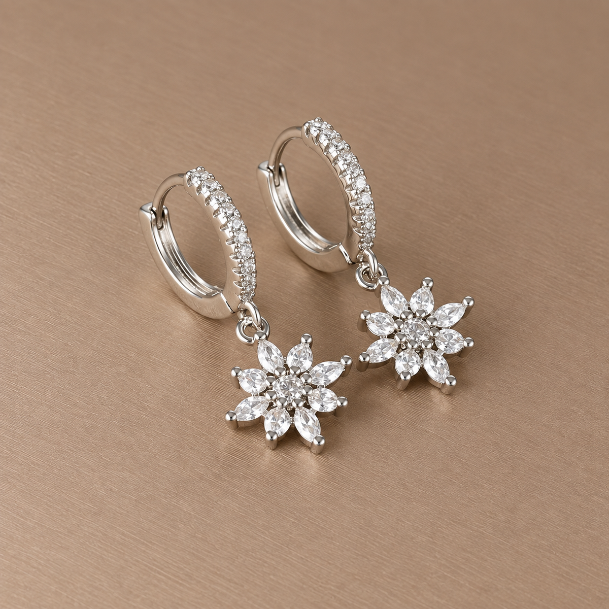 Classic Crystal Snowflake Drop Earrings
