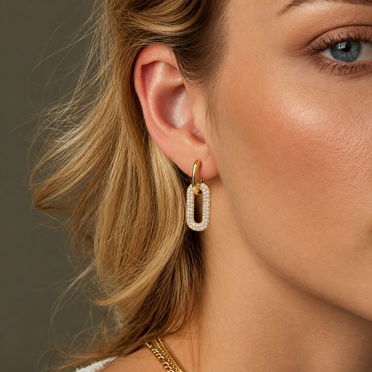 Retro Rhinestone Geometric Hoop Earrings
