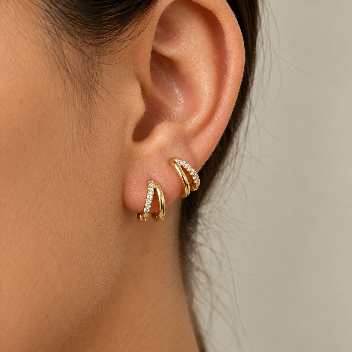 Timeless Gold Zircon Hoop Earrings