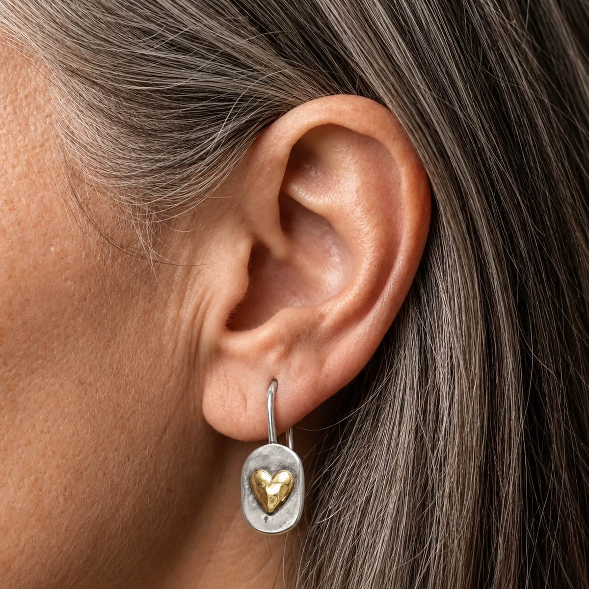 Pendientes Colgantes Corazón Bicolor
