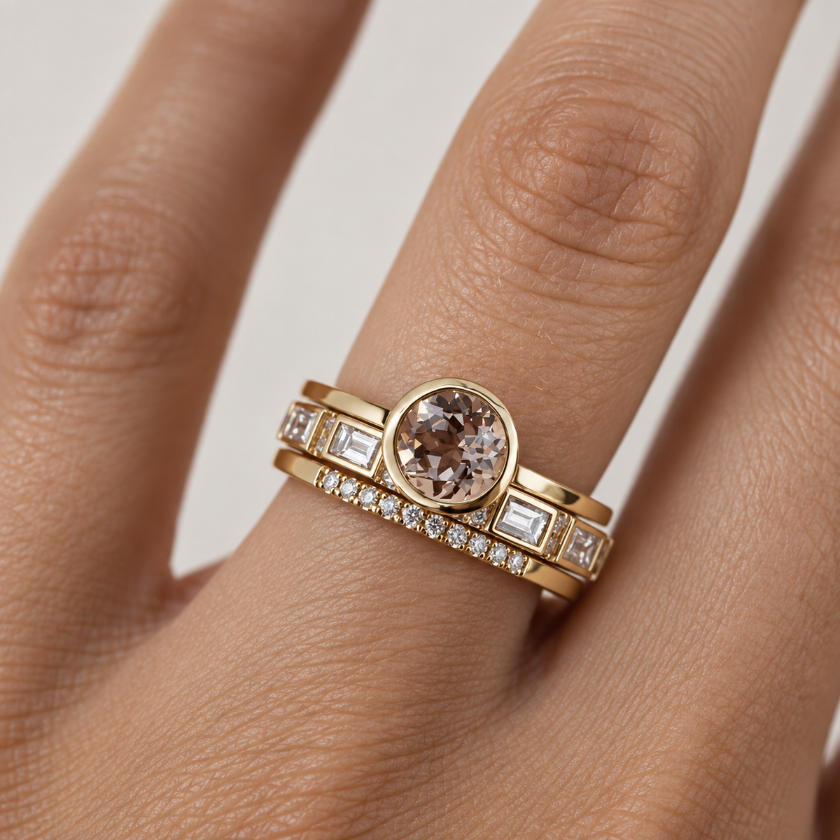 Anillo Vintage con Zirconia Cúbica Dorada