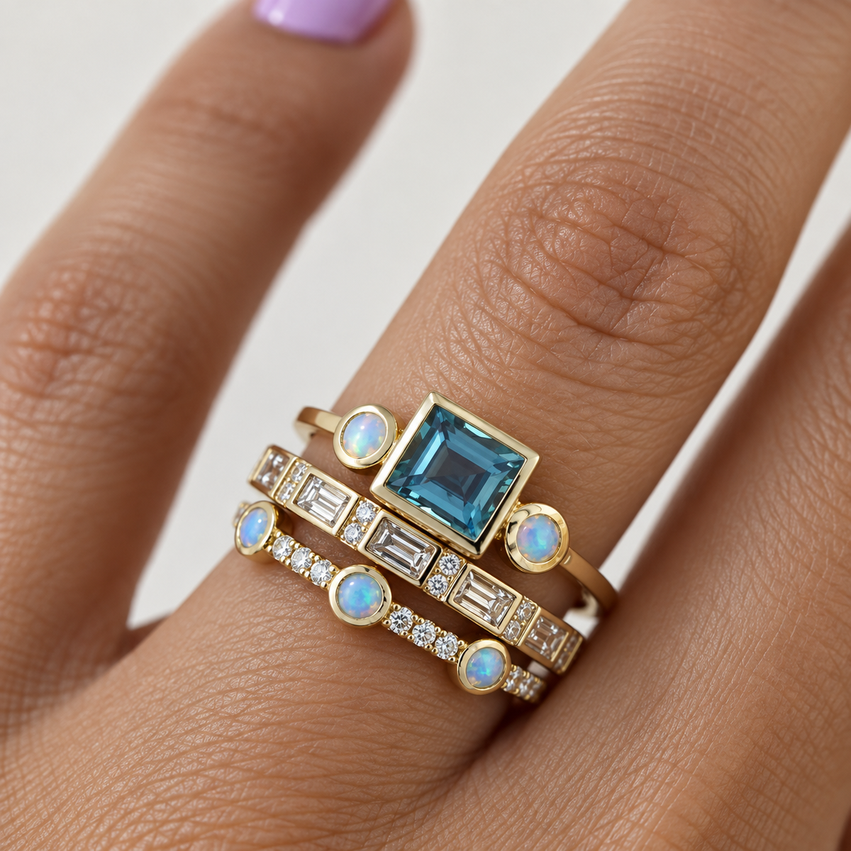 Ocean – Conjunto de Anillos Vintage con Cristales