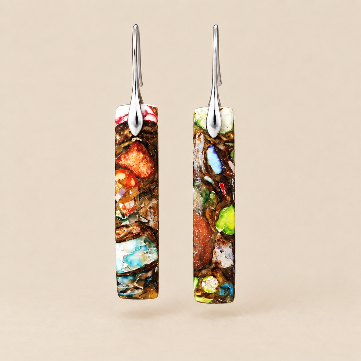 Pendientes bohemios de piedra natural