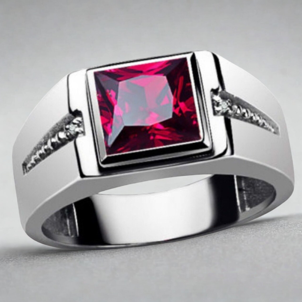 Anillo cuadrado de cristal vintage