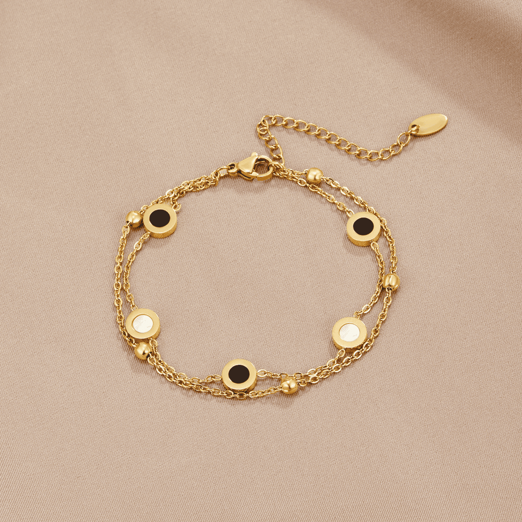 Pulsera Muse ónix y piedra blanca