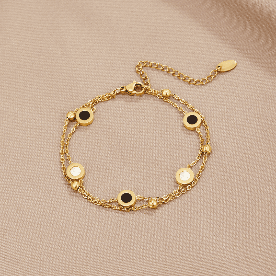 Pulsera Muse ónix y piedra blanca