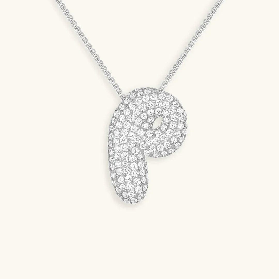 Collar de burbujas con inicial de cristal