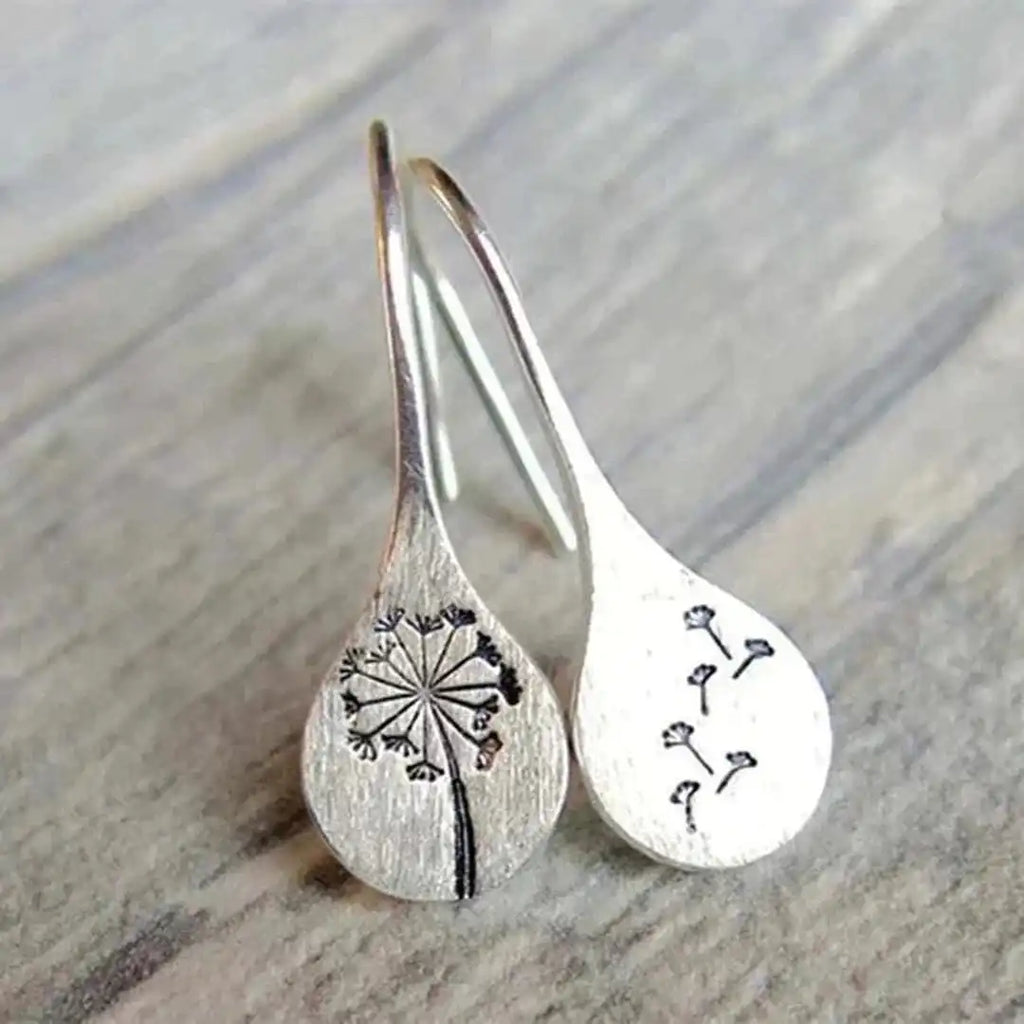 Pendientes de plata vintage con forma de flor