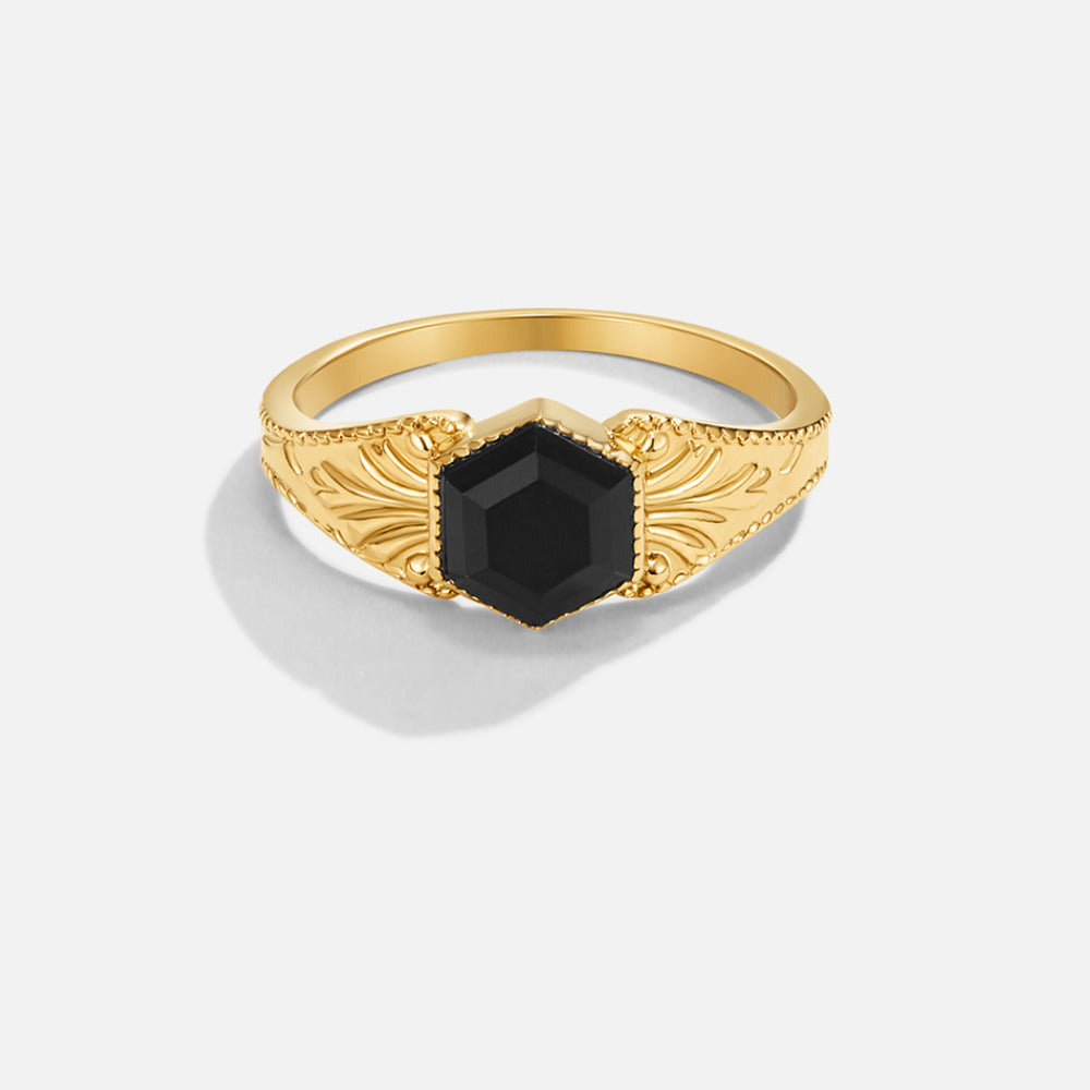 Anillo Fénix de Ónix Negro