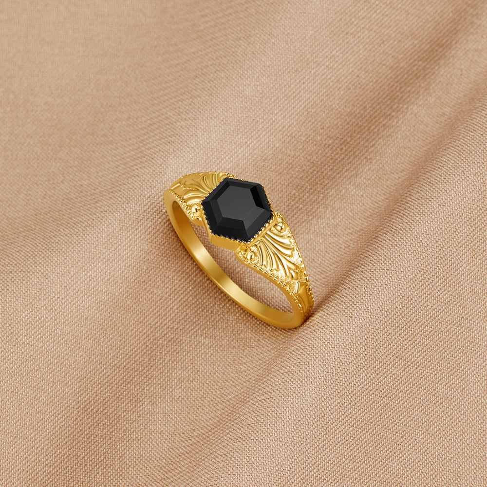 Anillo Fénix de Ónix Negro