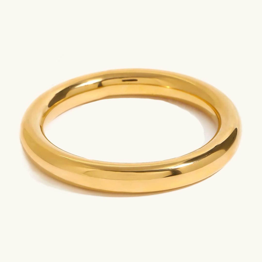 Pulsera rígida vintage de oro liso
