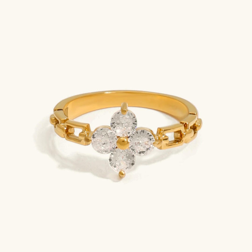 Anillo Radiante Floral de Cristal