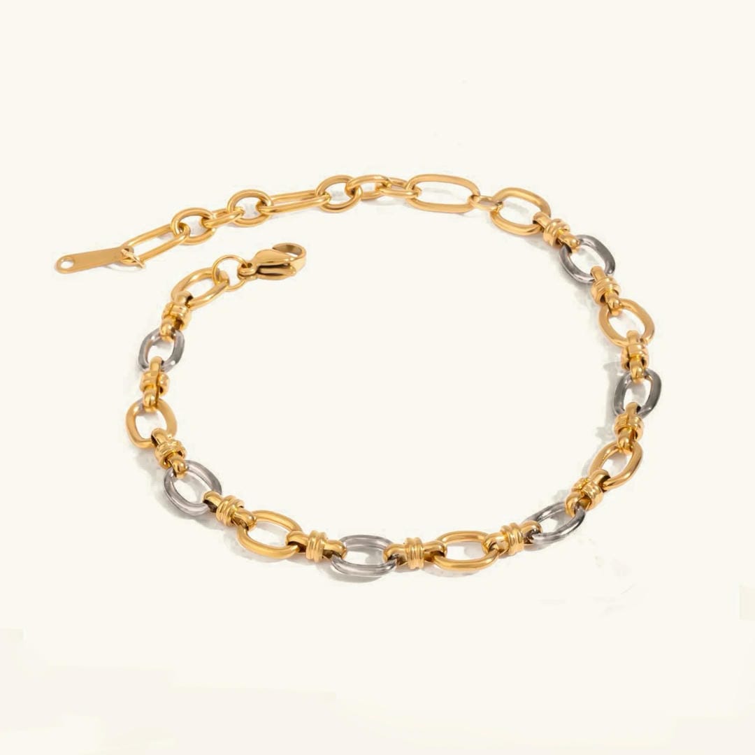 Pulsera Elegante Bicolor de Oro