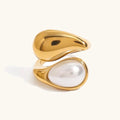 Anillo de oro esculpido María Dazzling Pearl