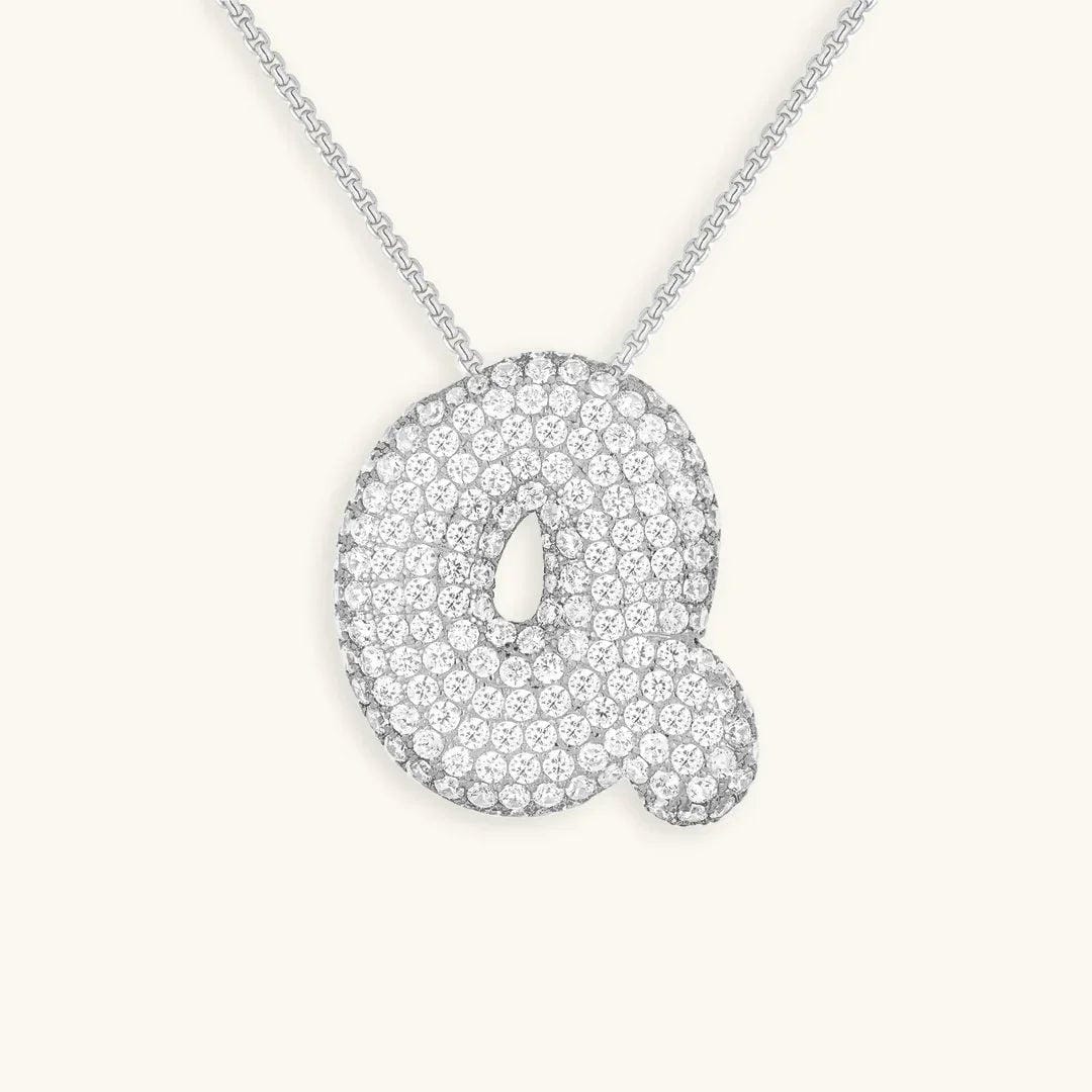 Collar de burbujas con inicial de cristal