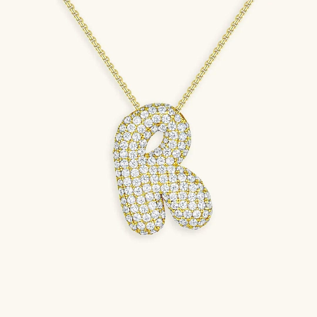 Collar de burbujas con inicial de cristal
