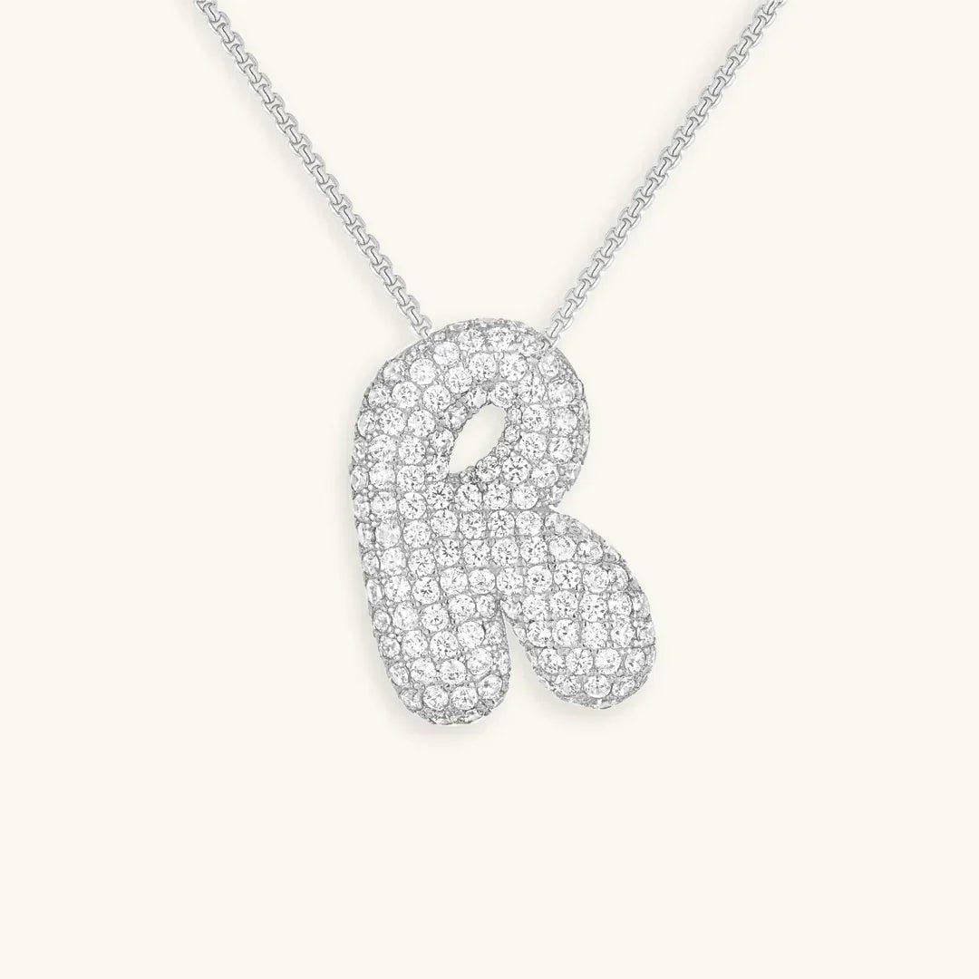 Collar de burbujas con inicial de cristal