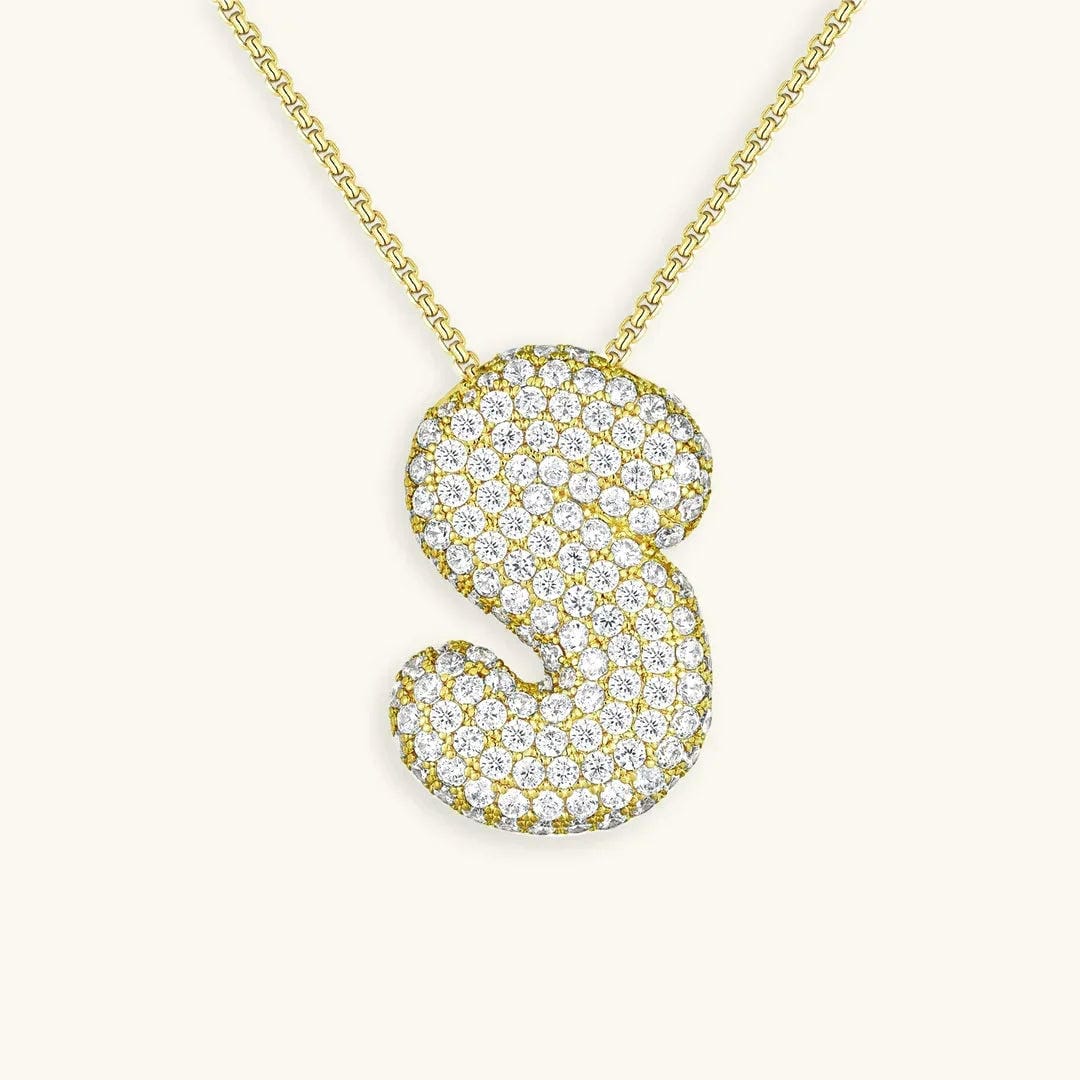 Collar de burbujas con inicial de cristal