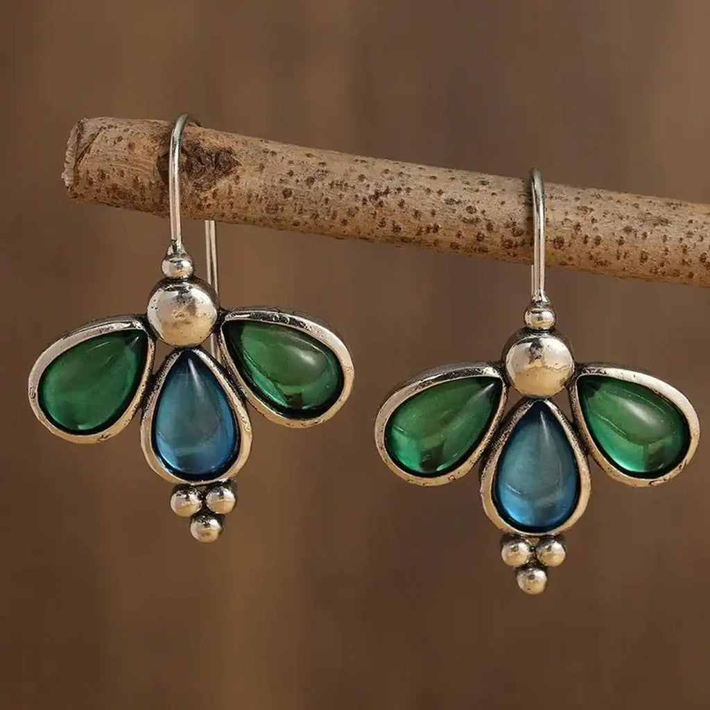 Pendientes de lágrima azul Ala Esmeralda