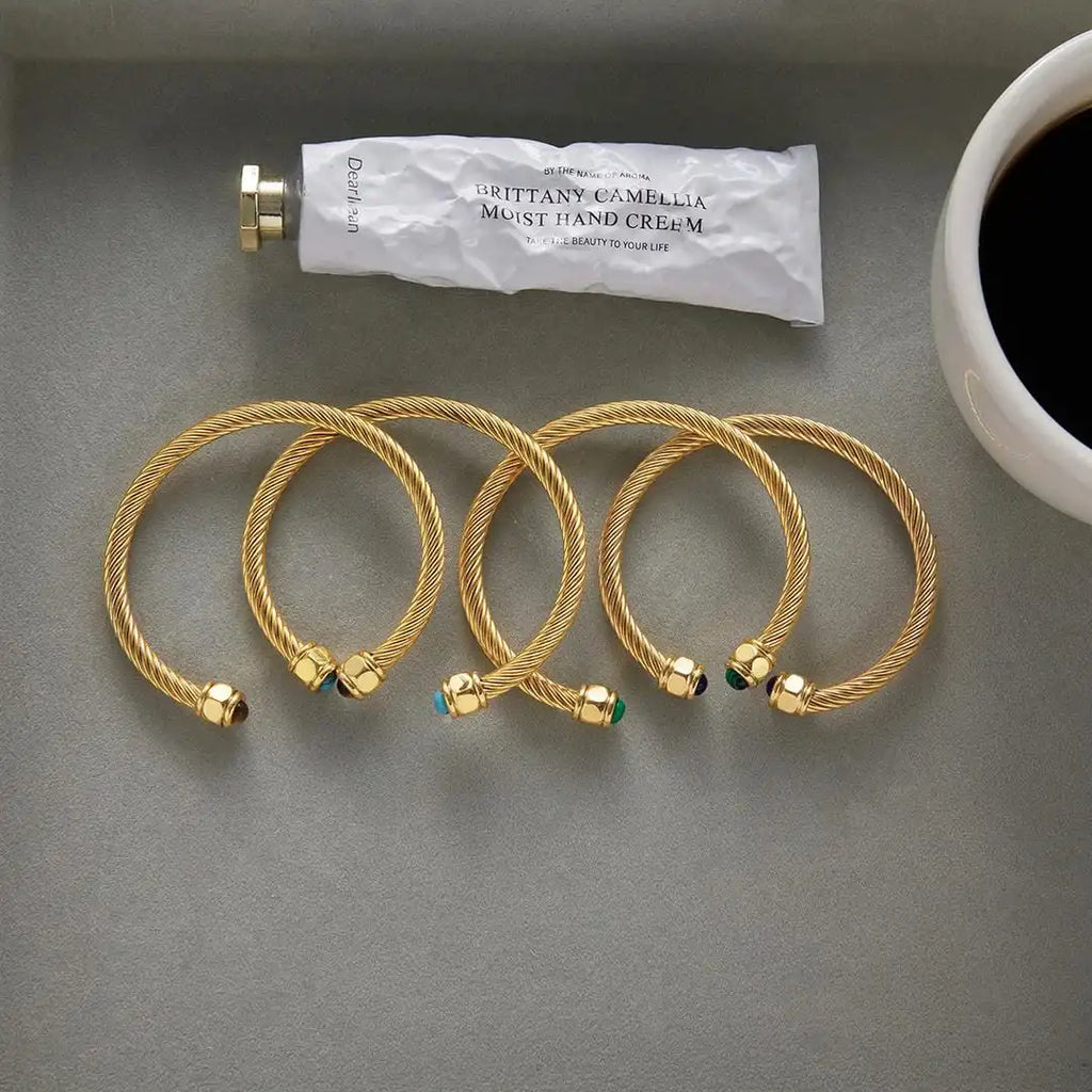 Pulsera de Piedras Ajustable Vintage Oro