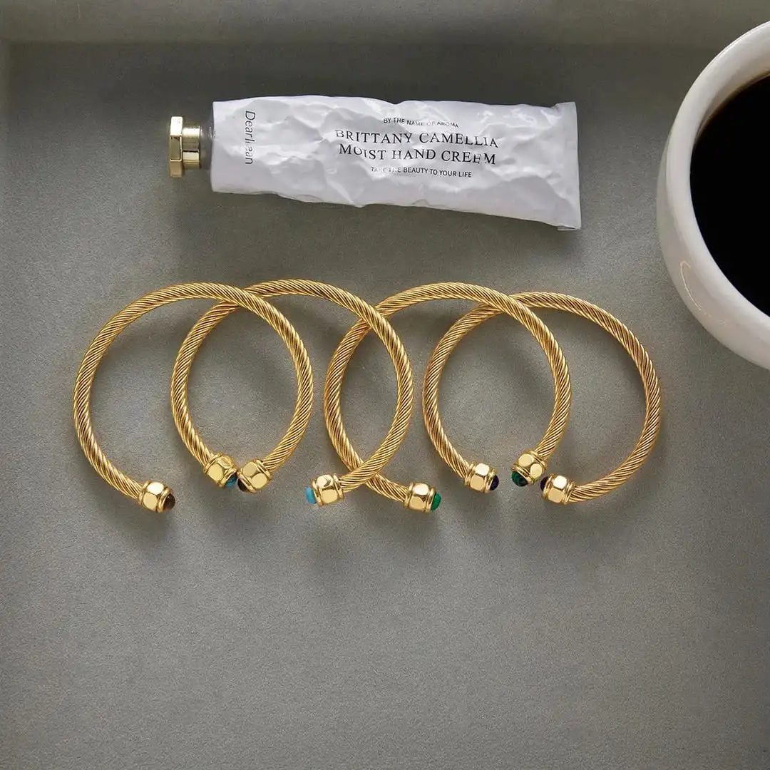 Pulsera de Piedras Ajustable Vintage Oro