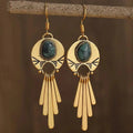 Pendientes de disco boho con flecos dorados