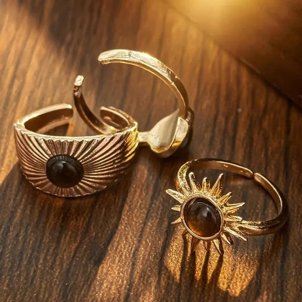 Set de tres anillos Solares Dorados