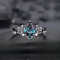 Juego de anillos de circonita de zafiro negro plomizo