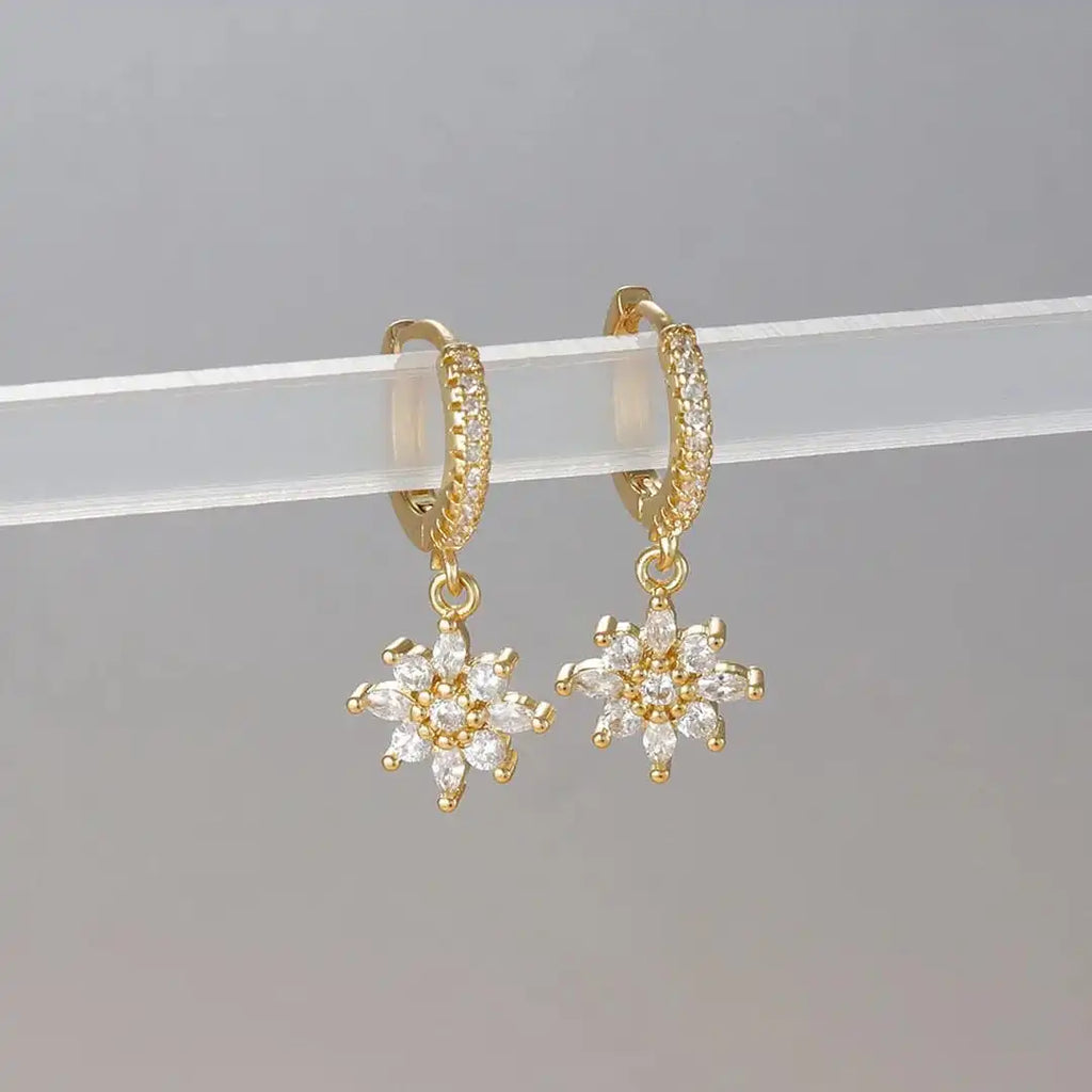 Pendientes Colgantes Copo de Nieve de Cristal Clásico