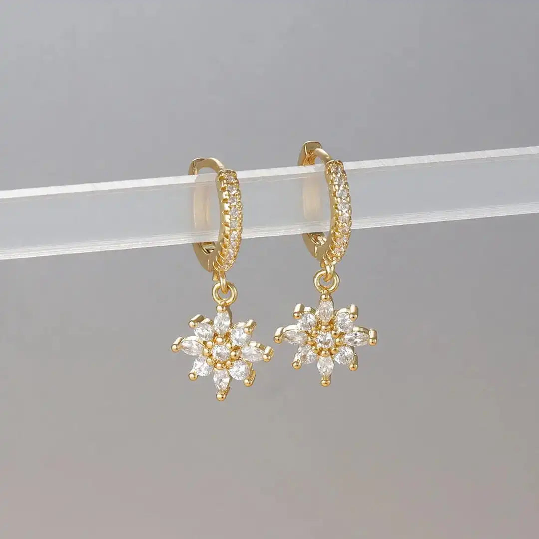 Pendientes Colgantes Copo de Nieve de Cristal Clásico