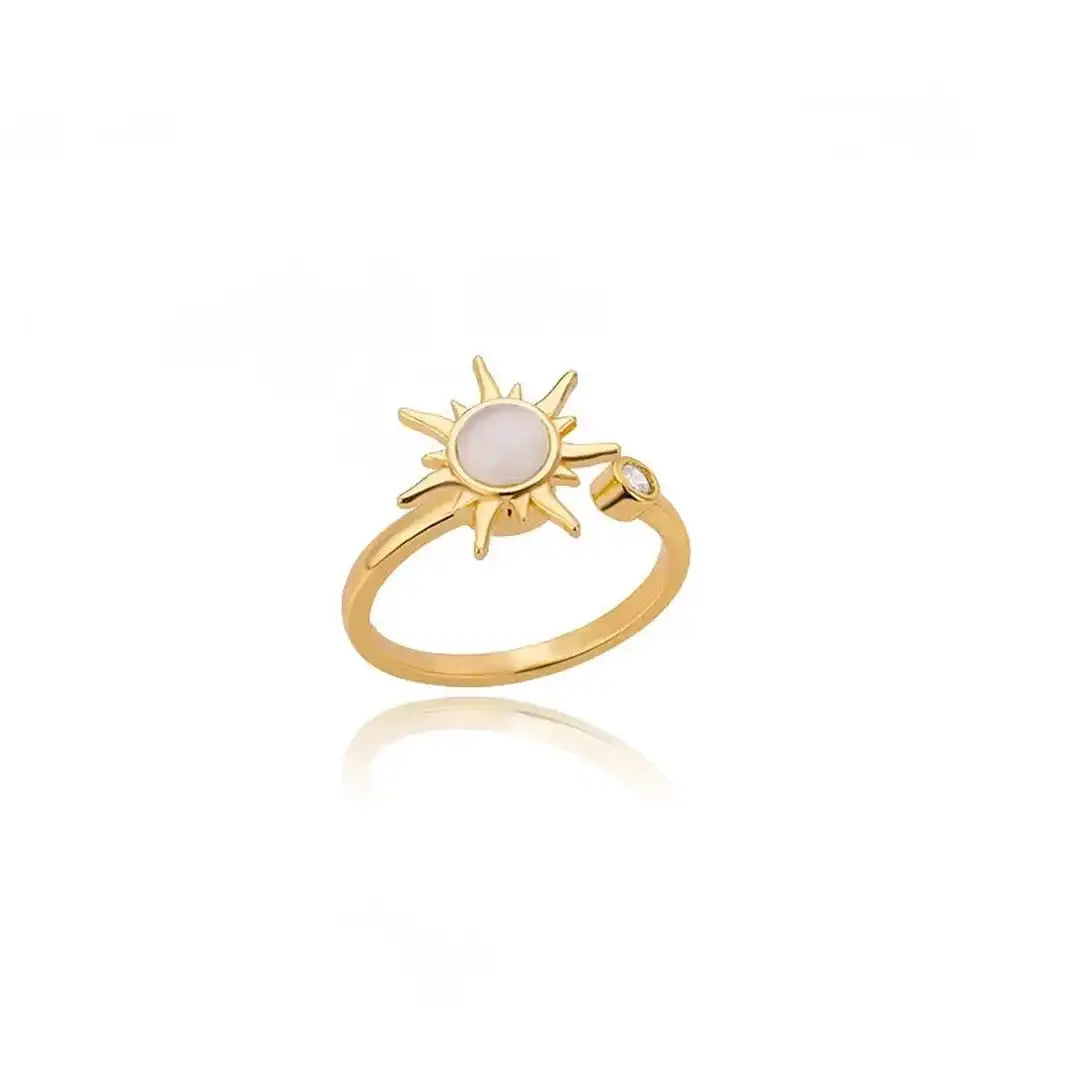 Anillo de oro Celestial Sunbeam con piedra lunar