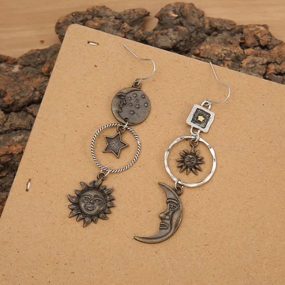 Pendientes vintage de sol y luna