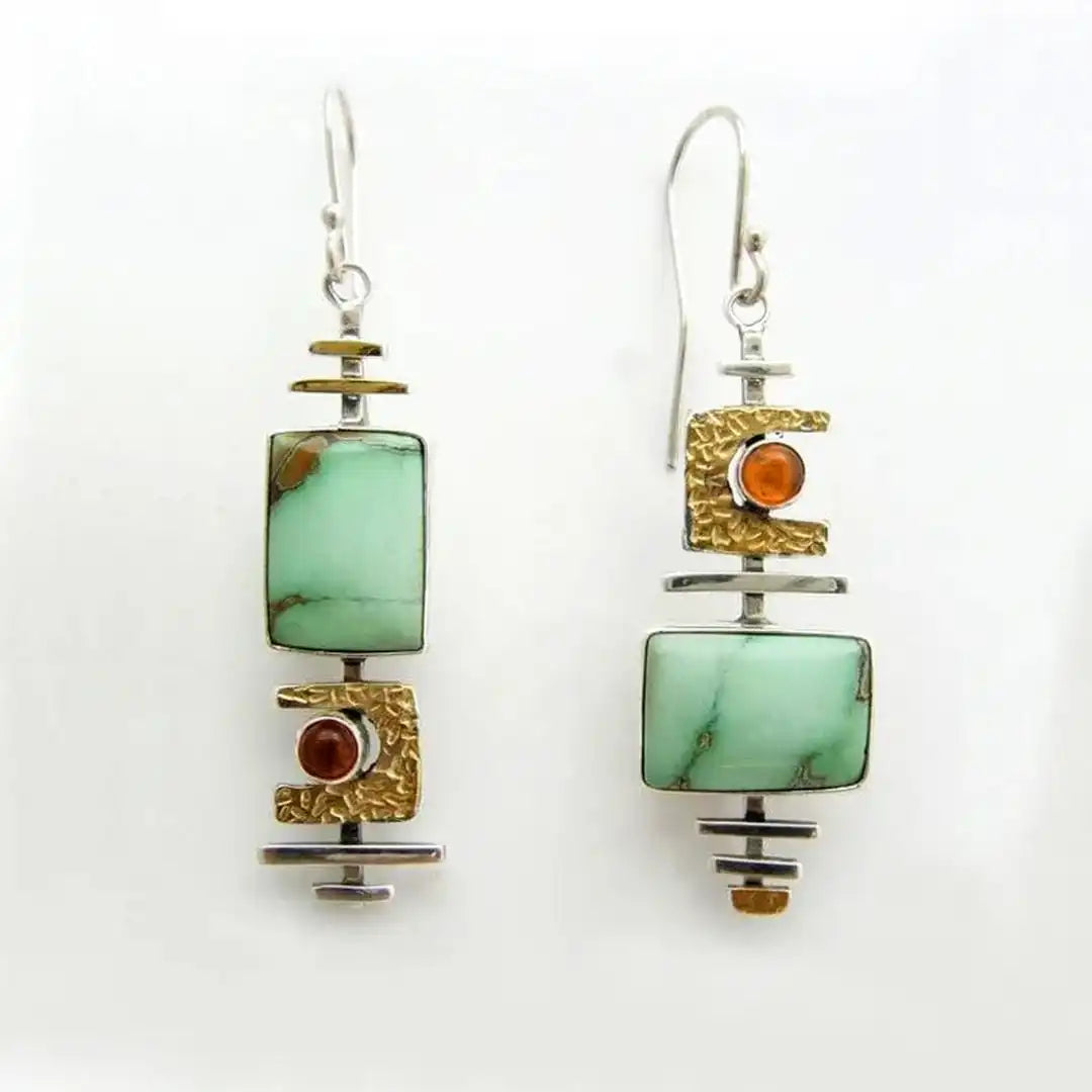 Pendientes de piedra natural y metal mixto