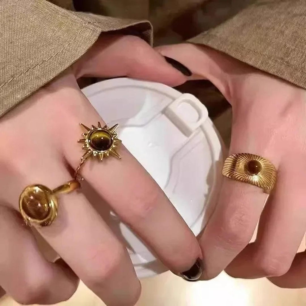 Set de tres anillos Solares Dorados