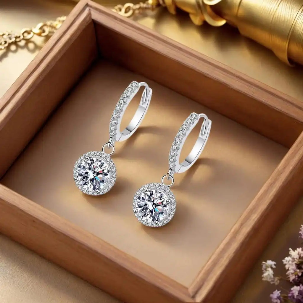 Pendientes de plata de ley con piedra