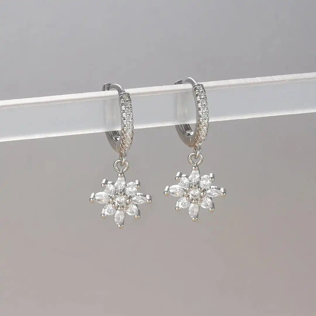 Pendientes Colgantes Copo de Nieve de Cristal Clásico