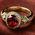 Anillo llamativo Halo Nudo Rubí