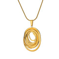 Collar oval geométrico hueco en oro y plata