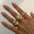 Anillos apilables de cristal rosa grueso