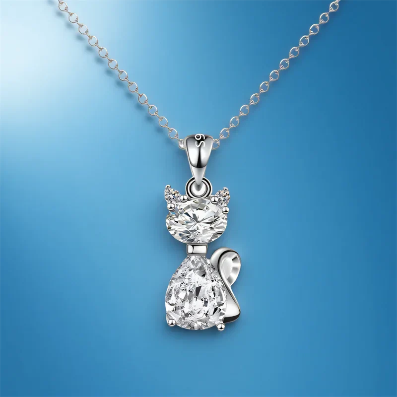 Collar felino de circonita de plata de ley