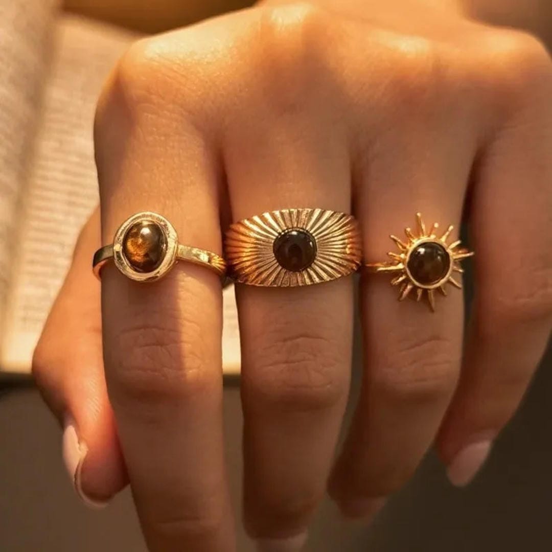 Set de tres anillos Solares Dorados