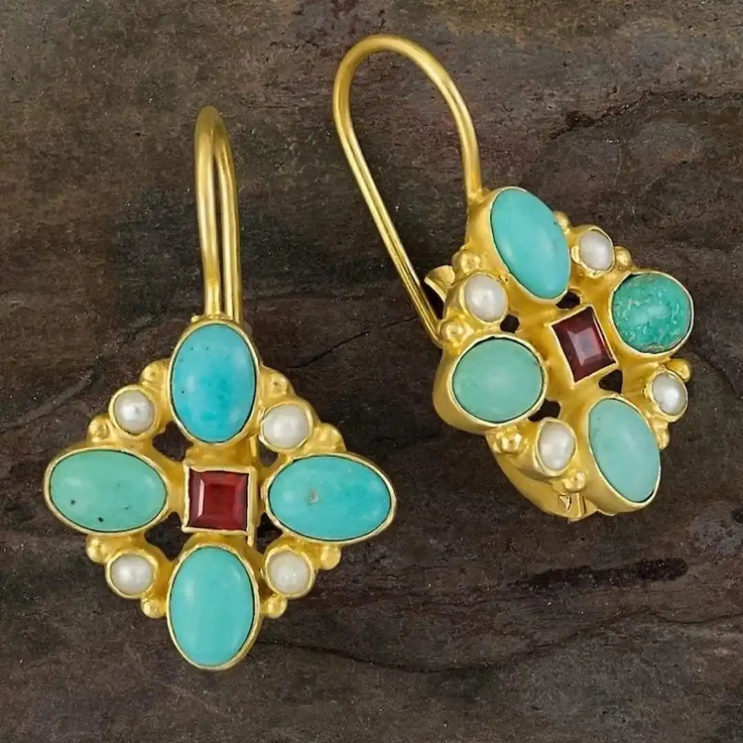 Pendientes de Turquesa de Estilo Étnico Creativo