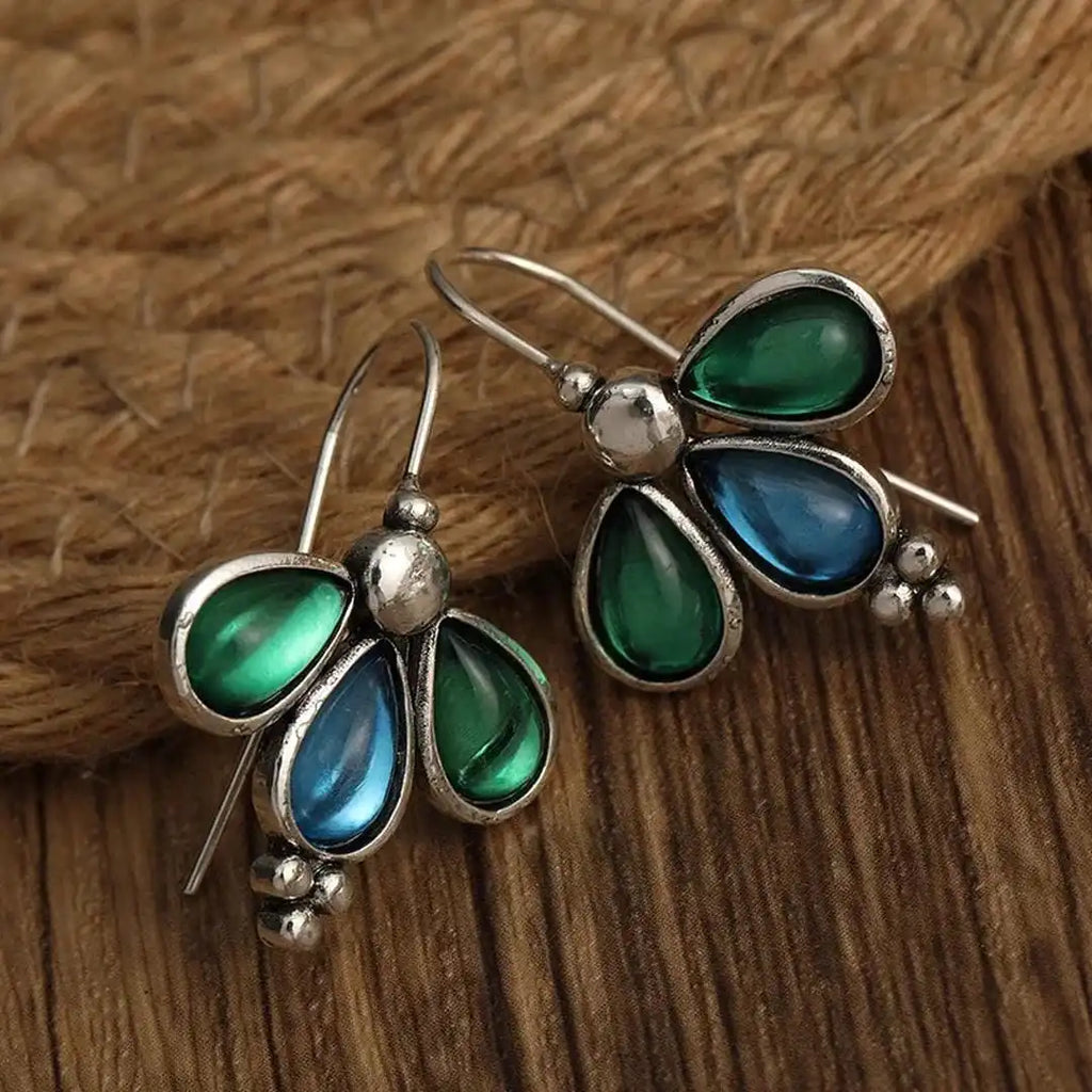Pendientes de lágrima azul Ala Esmeralda