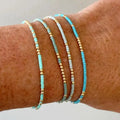 Elegante juego de pulseras de cuentas turquesas bohemias