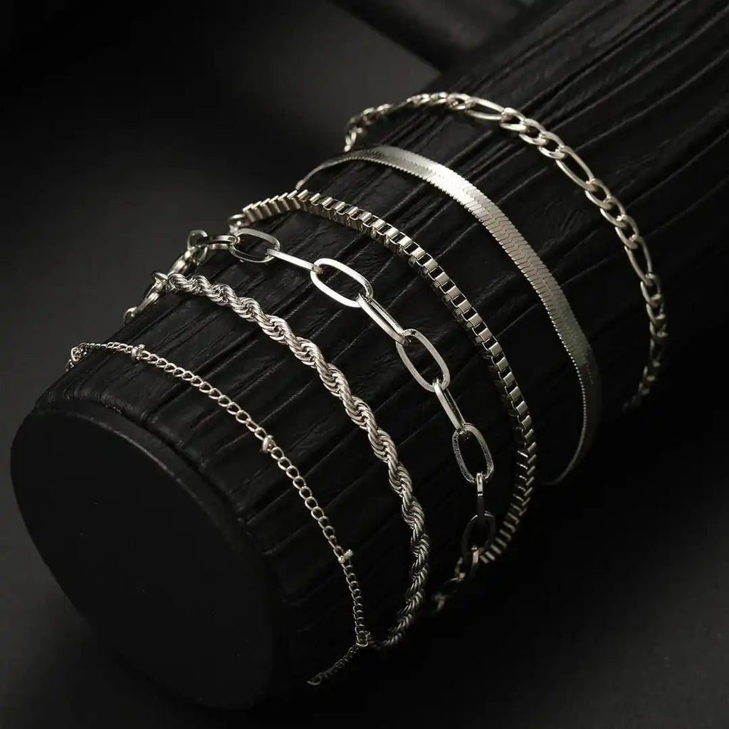 Set de pulseras estilo cubano retro bohemio