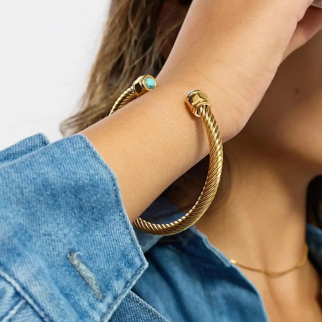 Pulsera de Piedras Ajustable Vintage Oro